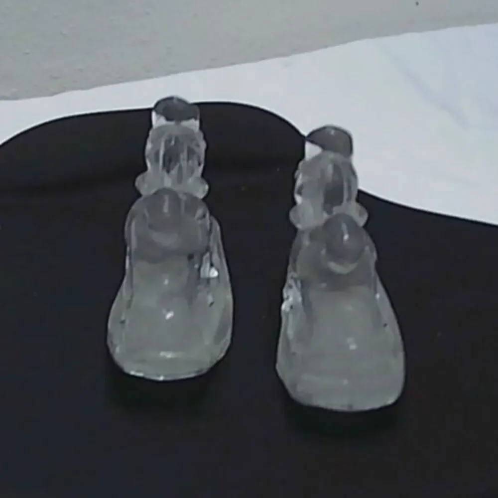 Vintage Glass Rocking Horse Candle Holders Clear Decorative Set Of 2 - 3x1x2